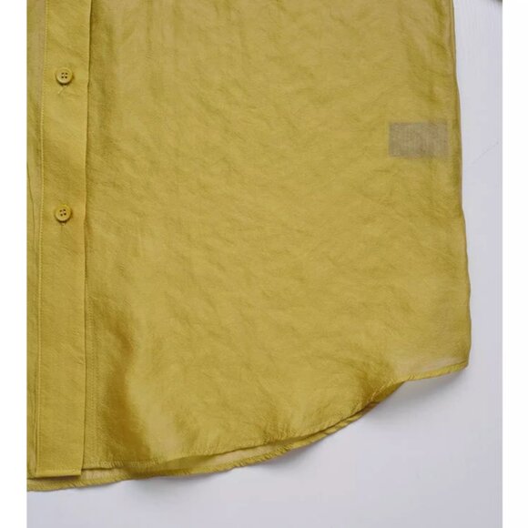 NEW No.6 Ilya Shirt - Citron Yellow Semi Sheer Buttondown Retro - Picture 8 of 10